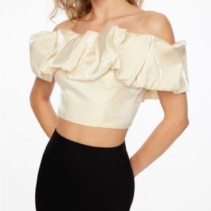 Dynamite Ruffle Off Shoulder Statement Top